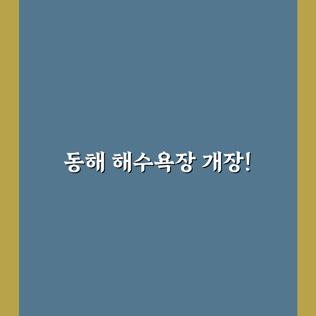 동해 해수욕장 개장일에 관한 꿀팁 정리
