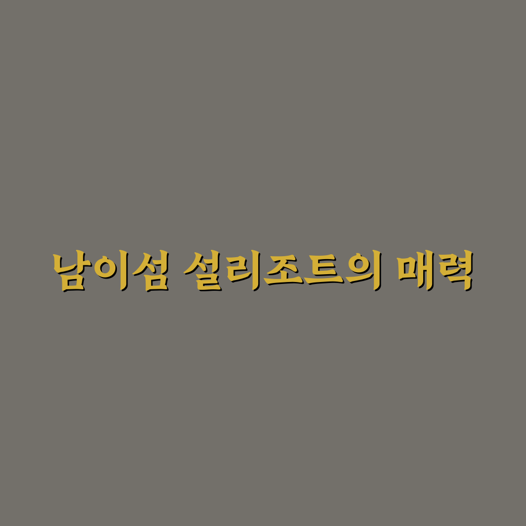 남이섬 설리조트 이용 꿀팁과 여행 준비 정리