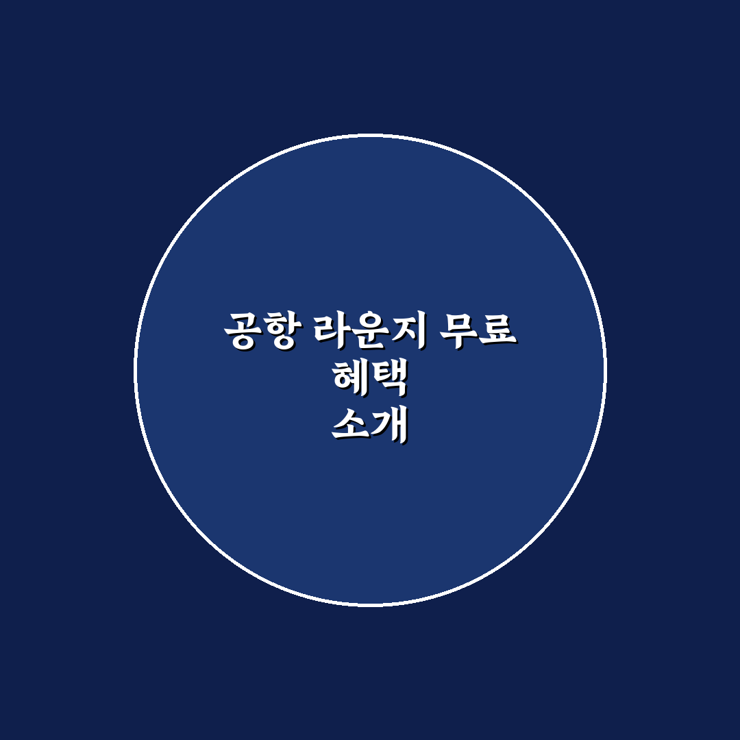 공항 라운지 무료 이용 카드 추천과 꿀팁 정리