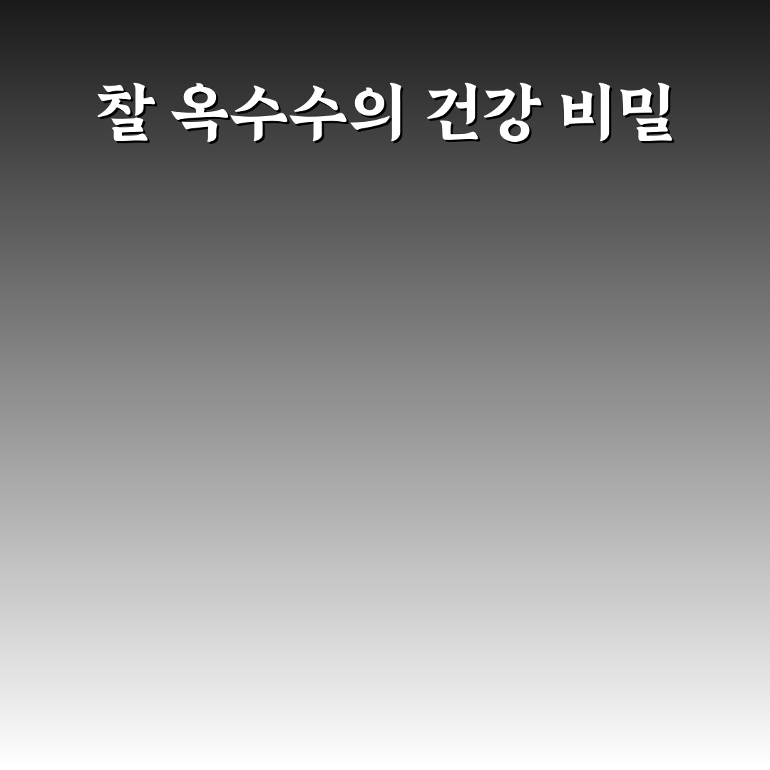 찰 옥수수 효능과 함께 알아보는 건강 꿀팁