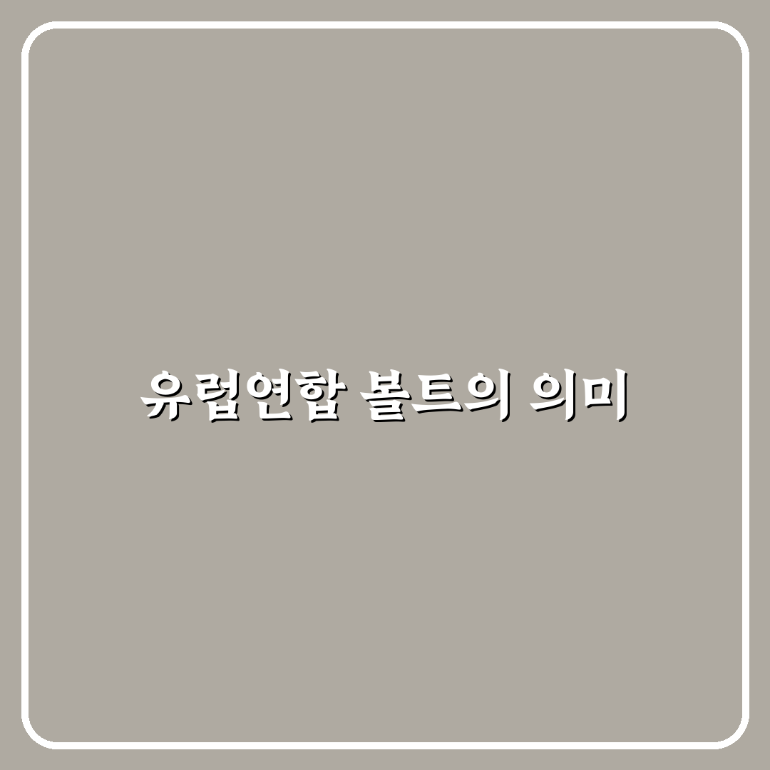 유럽연합 볼트 꿀팁으로 쉽게 이해하기