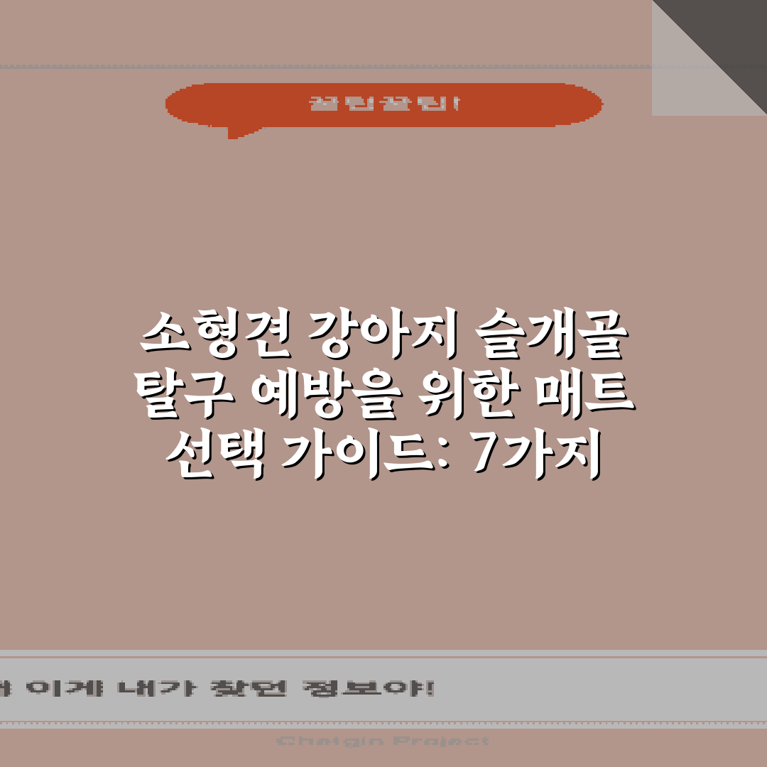 소형견 강아지 슬개골 탈구 예방을 위한 매트 선택 가이드: 7가지 팁