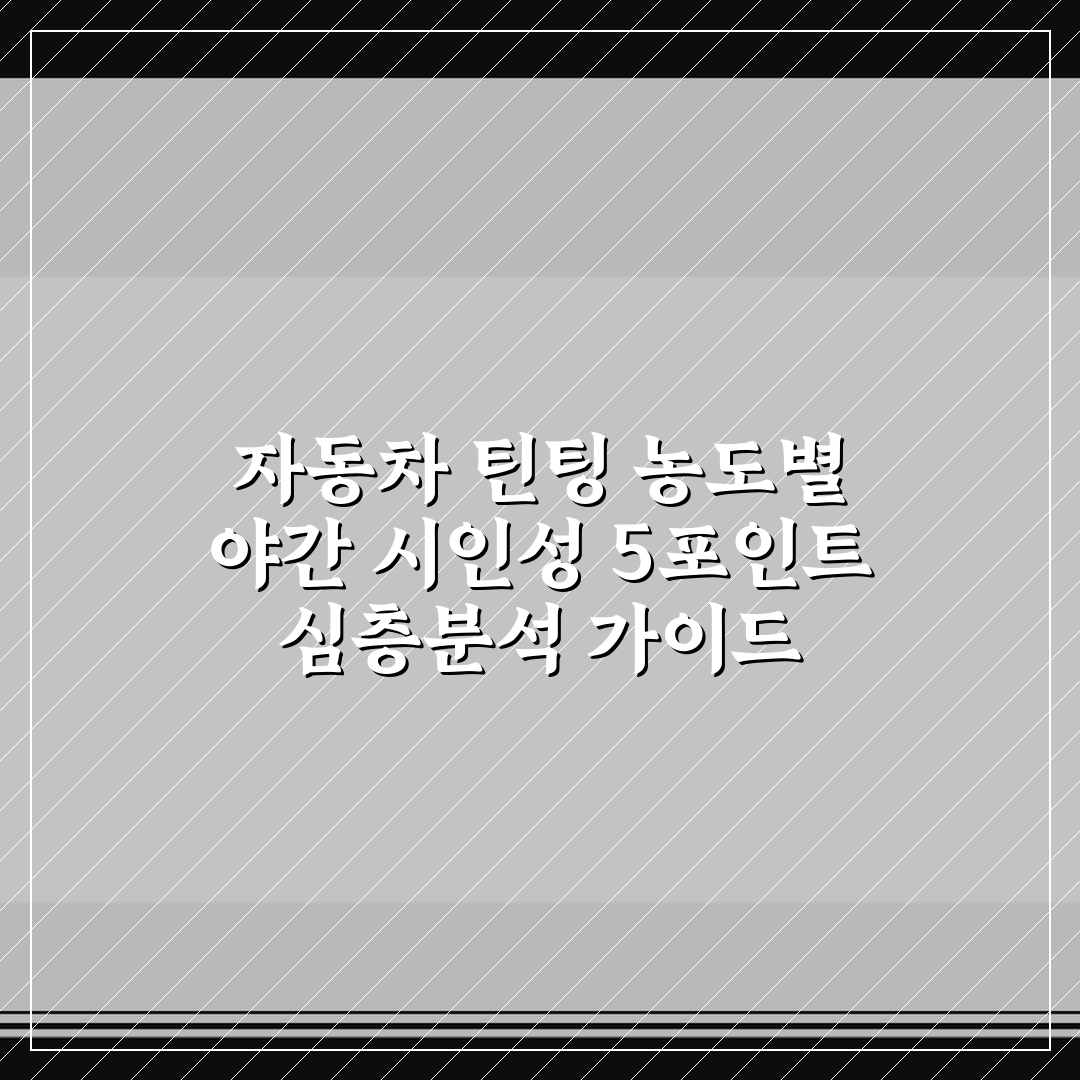 자동차 틴팅 농도별 야간 시인성 5포인트 심층분석 가이드