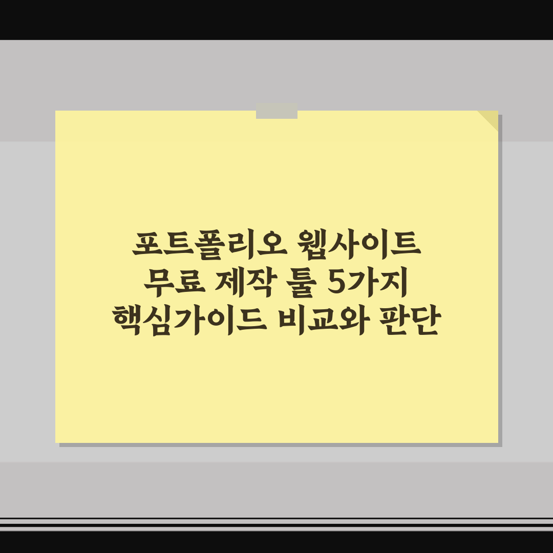포트폴리오 웹사이트 무료 제작 툴 5가지 핵심가이드 비교와 판단 기준