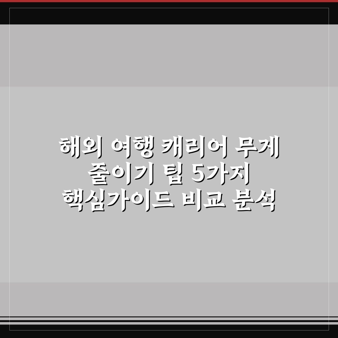 해외 여행 캐리어 무게 줄이기 팁 5가지 핵심가이드 비교 분석