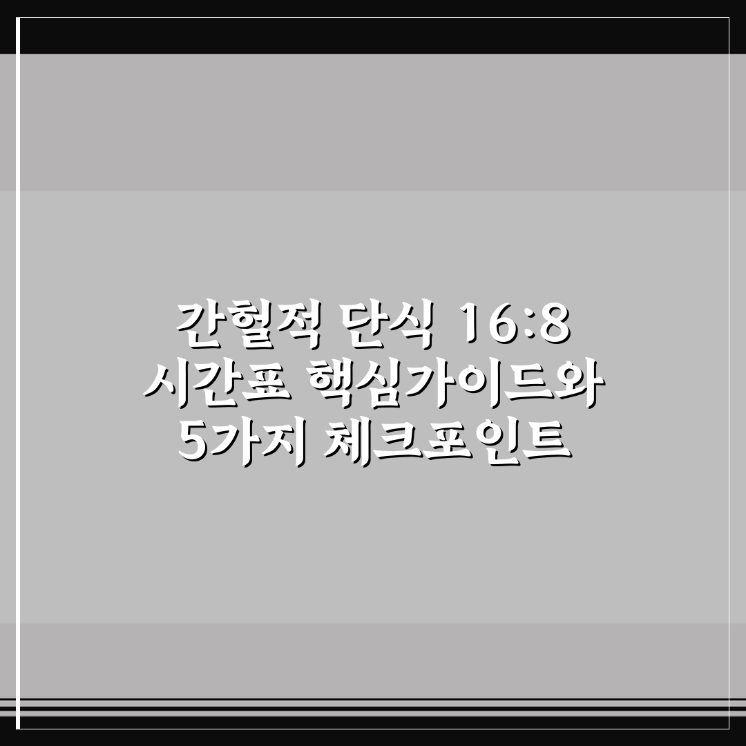 간헐적 단식 16:8 시간표 핵심가이드와 5가지 체크포인트