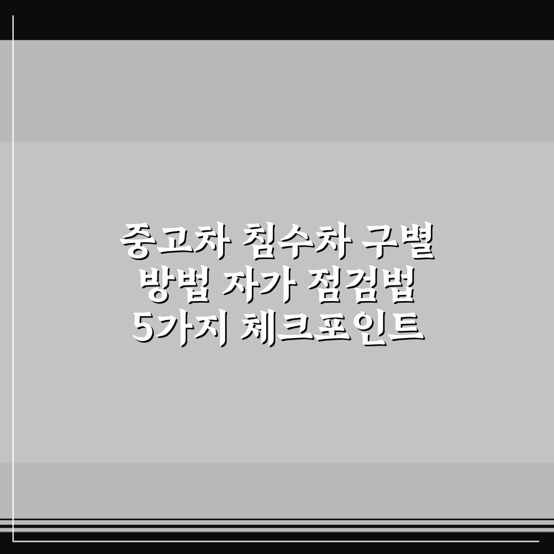 중고차 침수차 구별 방법 자가 점검법 5가지 체크포인트 총정리