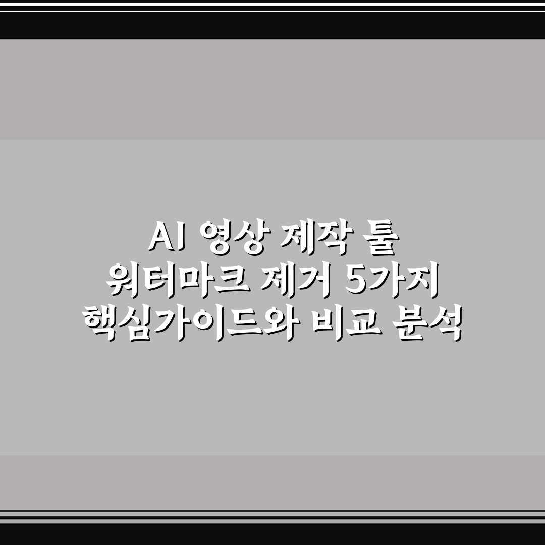 AI 영상 제작 툴 워터마크 제거 5가지 핵심가이드와 비교 분석