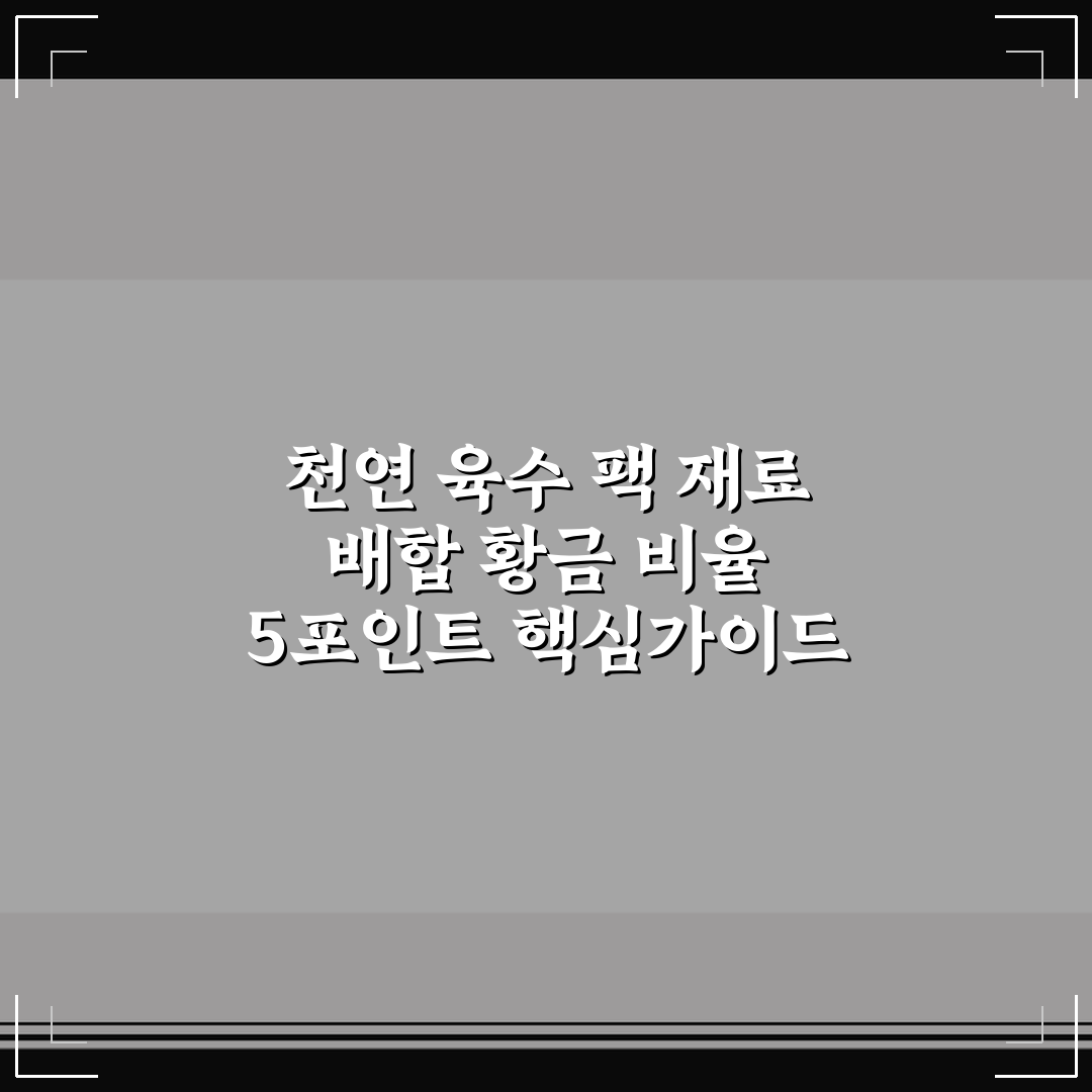 천연 육수 팩 재료 배합 황금 비율 5포인트 핵심가이드 총정리
