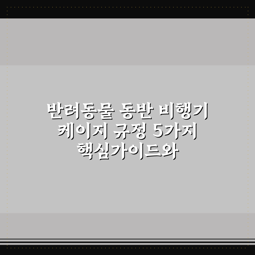 반려동물 동반 비행기 케이지 규정 5가지 핵심가이드와 체크포인트