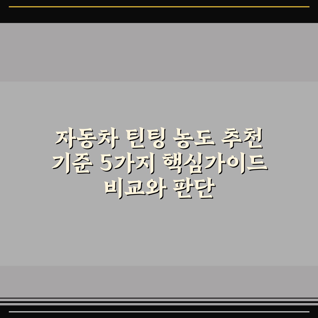 자동차 틴팅 농도 추천 기준 5가지 핵심가이드 비교와 판단