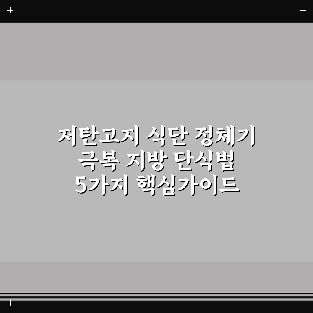 저탄고지 식단 정체기 극복 지방 단식법 5가지 핵심가이드 비교와 판단