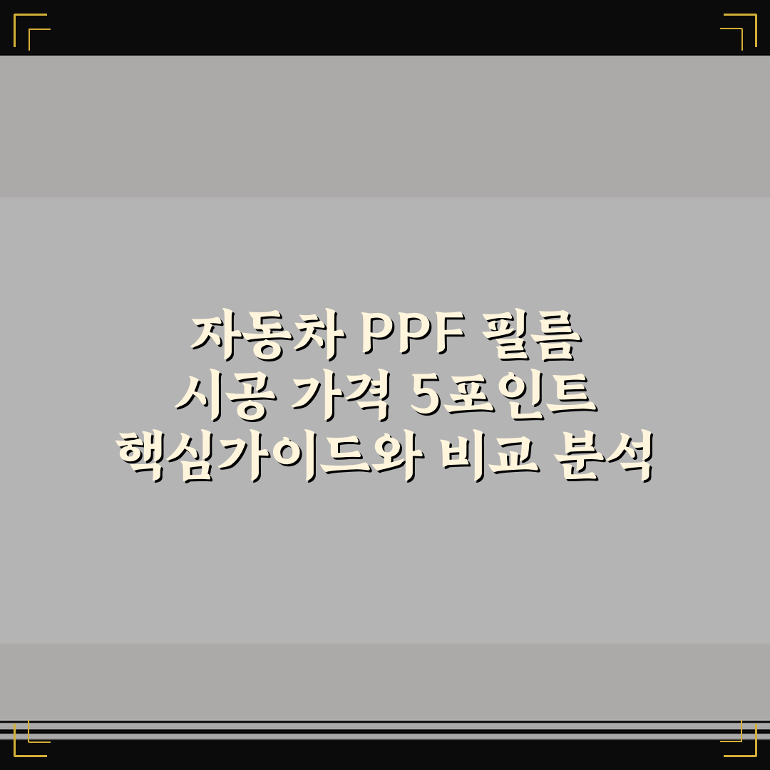자동차 PPF 필름 시공 가격 5포인트 핵심가이드와 비교 분석