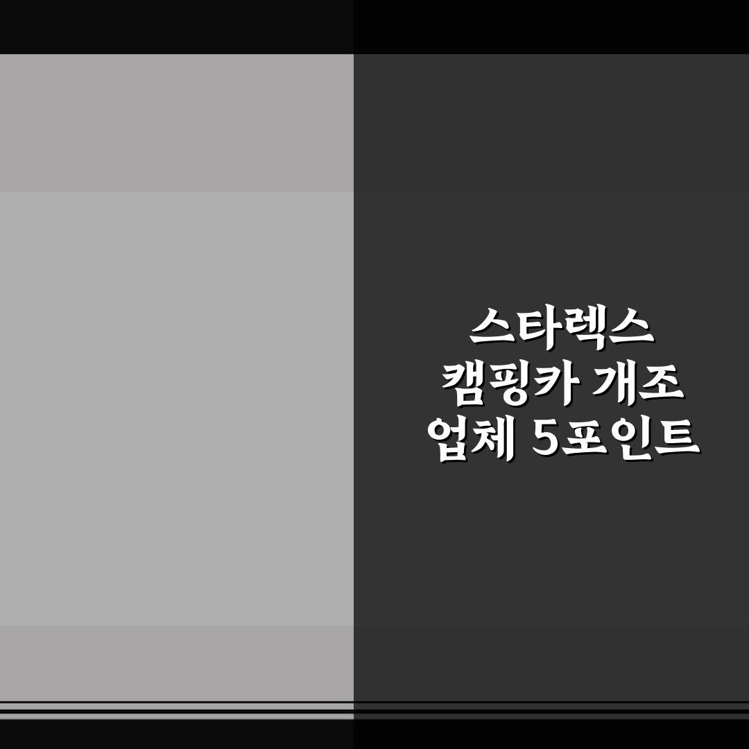 스타렉스 캠핑카 개조 업체 5포인트 핵심가이드 및 비교 분석