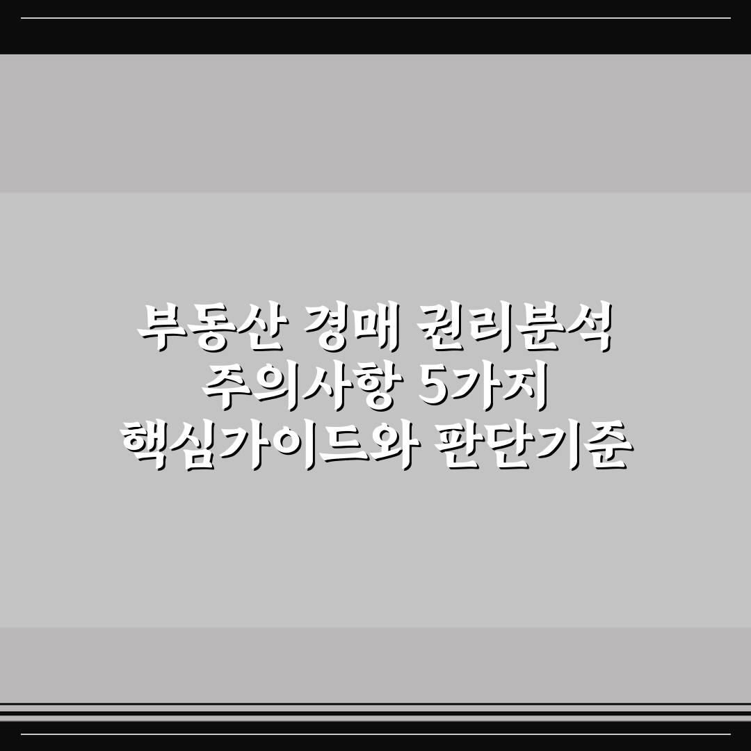 부동산 경매 권리분석 주의사항 5가지 핵심가이드와 판단기준